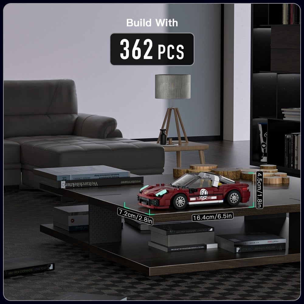 Speed Champion 911 Targa Car Building Sets with Display Case, 27060 Model Car Building Kits for Adults (362PCS)