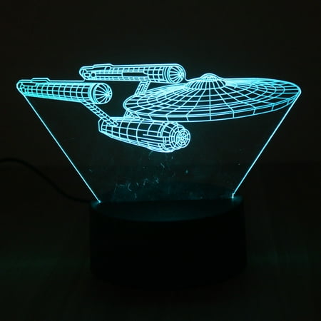 DC4.5V 5W 3 D Decorative Airship Design 10 LED RGB Night Light with Remote Control Beside Lamp Desk Lighting Sensitive Tou- Sensor Supported Brightness Adjustable Dimmable/ 16 Colors Changing/ Flash F