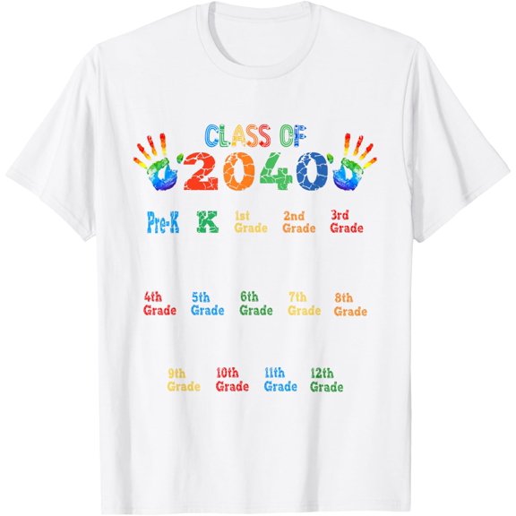 Class Of 2040 Grow With Me Color Handprint Pre-K 12Th Grade T-Shirt Unisex S-5XL Hot Trending Shirt Birthday Gift