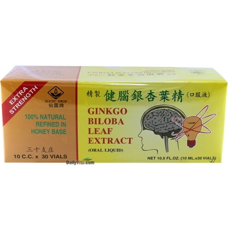 Ginkgo Biloba Liquid Extract - Extra Strength Refined Ginkgo Biloba Leaf Extract In HoneyBase (Oral Liquid) 10cc x 30 Vials