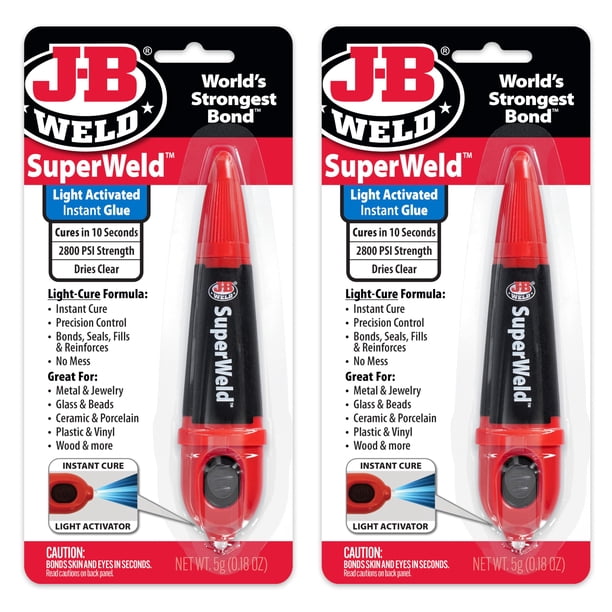 Superglue J-B Weld, transparente activado por luz, 5 g, paquete de 2 unidades