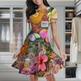 thumbnail image 2 of Whimsical Floral Sun Butterfly Dream Women's Classic Swing Skater Dress Casual Work Party Cocktail Dresses, 2 of 6