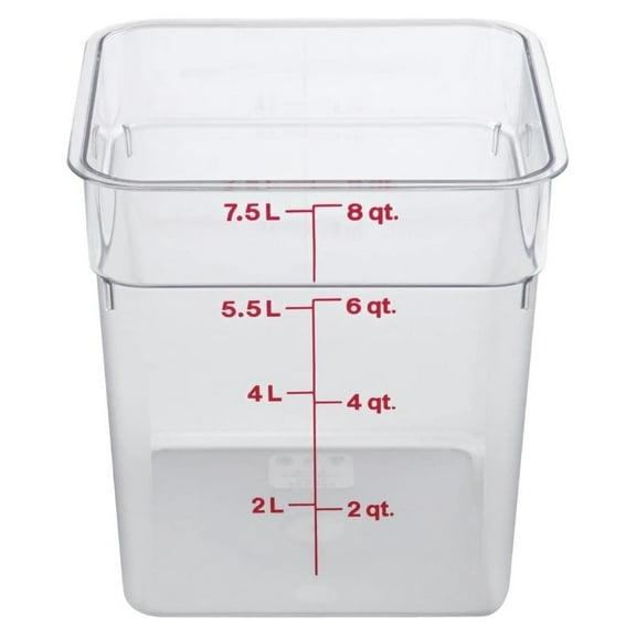 8SFSCW CamSquare Food Container 8 qt. 8-3/8x8-3/8x9-1/8 clear, 6ct,Orange/