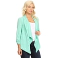 thumbnail image 2 of Women's Solid Basic Casual Draped Neck Open Front Ruched Sleeve Outerwear Vest Cardigan, 2 of 5