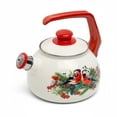 thumbnail image 2 of METALAC Bullfinch Enamel Whistling Kettle with Ergonomic Handle 2.7 Qt (2.5 L) Stovetop Kettle Vintage Tea Pot for Stove Top Enamelware Kitchen Teapot, Red, 2 of 4