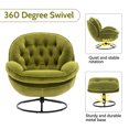 thumbnail image 5 of KINFFICT Accent Swivel Chair with Ottoman, Modern Lounge Chair with Footrest, Comfy Round Armchair with Tufted Design, for Living Room Bedroom, Olive Green, 5 of 6