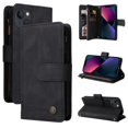 thumbnail image 1 of SaniMore Case for iPhone 14 6.1" 2022, PU Leather Zipper Wallet Cover with [RFID Blocking] Card Slot Magnetic Clsap Flip Folio with Wrist/Crossbody Strap Kickstand Full Protective Cover, Black, 1 of 14