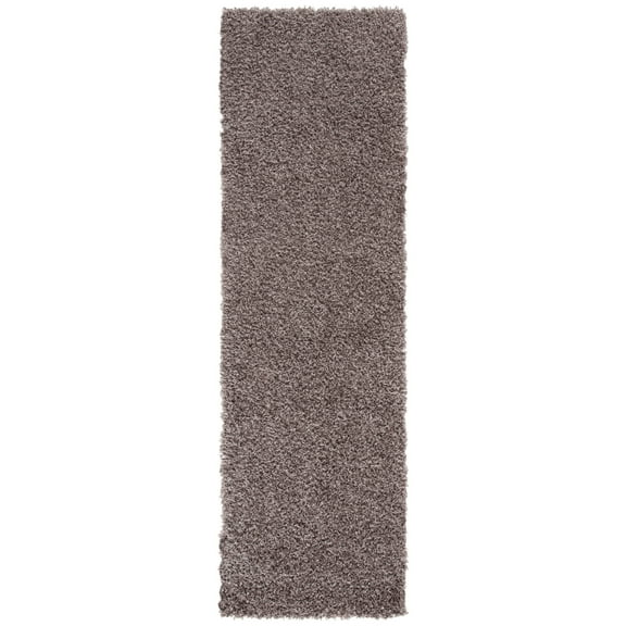 SAFAVIEH Clyde Solid Plush Polyester Shag Runner Rug, Silver, 2'3" x 8'