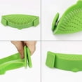 thumbnail image 2 of Blue Clip-on Silicone Pasta Strainer - Universal Size - Food Grade Material - Heat Resistant, 2 of 4