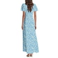 thumbnail image 4 of GaThRRgYP Women's Sundress Beach Holiday Flowy, Fashion Casual Printed Slim Women Casual Short Sleeve V-Neck Knee-High Dress Blue XXXL, 4 of 4