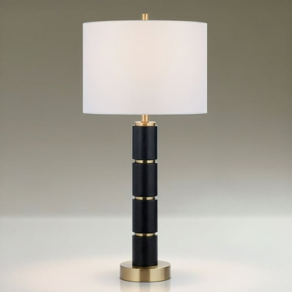 Possini Euro Design Possini Euro Rainier 30 1/2"H Black Faux Leather Column Table Lamp