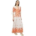 thumbnail image 2 of Bimba Women's Casual Floral Digital Printed White Long Moss Georgette Dress-18, 2 of 5