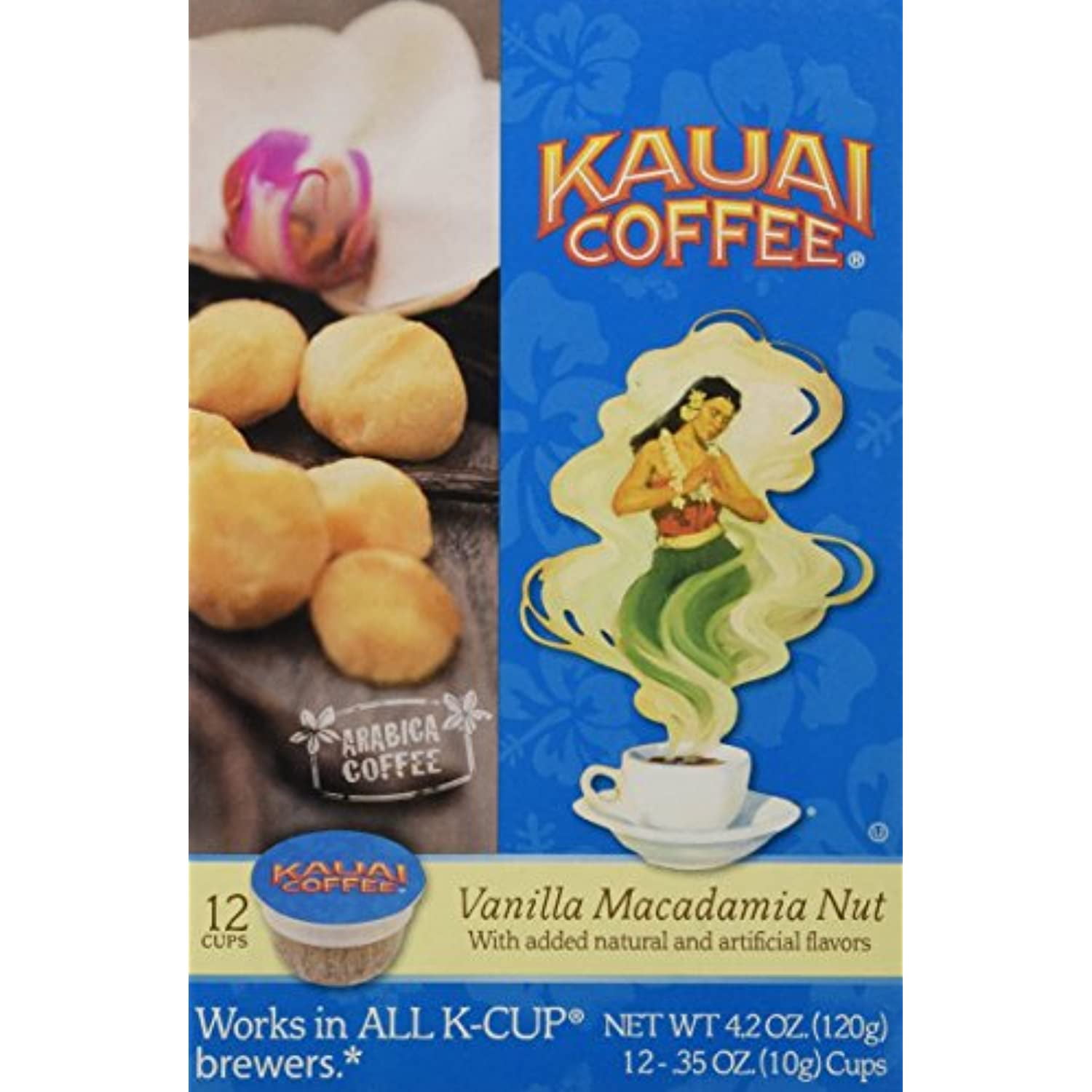 Kauai Coffee Vanilla Macadamia Nut SingleServe Cups, 12 Count