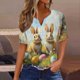 thumbnail image 2 of Blusas de Verano de las Mujeres Casual Gradiente Manga Corta V-Cuello Superior, Ligera Imitación de Tela de Estante para la Primavera Y el Verano Diario Y de Fiesta, 2 of 5