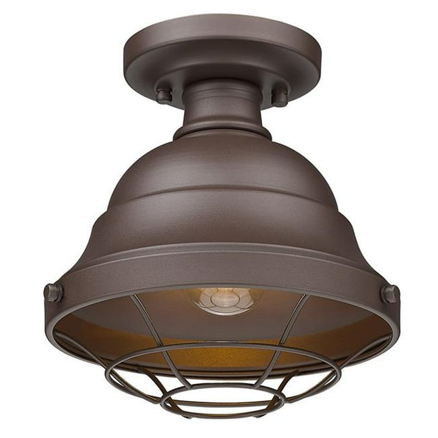Golden Lighting 7316-OSF TBZ Bartlett Outdoor Semi-Flush, Textured Bronze
