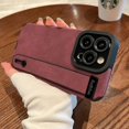 thumbnail image 3 of Luxury Suede Fur Leather Wrist Strap Holder Soft TPU Phone Case For iPhone 15 11 12 13 14 Pro Max 15Plus Shockproof Bumper Cover, 3 of 5