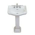 thumbnail image 2 of Fine Fixtures Roosevelt Pedestal Sink - 18 Inch Vitreous China Ceramic Pedestal Sink - 4 Inch Faucet Spread - Three Hole Sink in White, 2 of 4