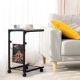 thumbnail image 2 of C Table with Wheels, Height Adjustable C Shaped End Table for Sofa & Bed, Movable Side Table for Laptop, Snacks & Books, MDF & Metal Frame with Storage Basket, 21"-33.4" Height Range, Easy Assembly, 2 of 8