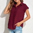 thumbnail image 4 of ECZHAW Womens Summer Tops,Women White Button Down Shirt Dressy Casual Work Tops Chiffon Blouse Summer Short Sleeve Shirts,, 4 of 8