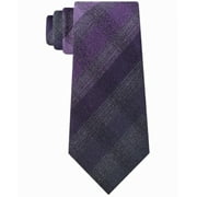 Kenneth Cole Reaction Men's Neck Tie Gray Tonal Check Slim Silk Purple Not Applicable