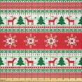 thumbnail image 2 of Ambesonne Christmas Fabric by the Yard Microfiber, Reindeer Snowflake, 10 Yards, Vermilion Green White, 2 of 2