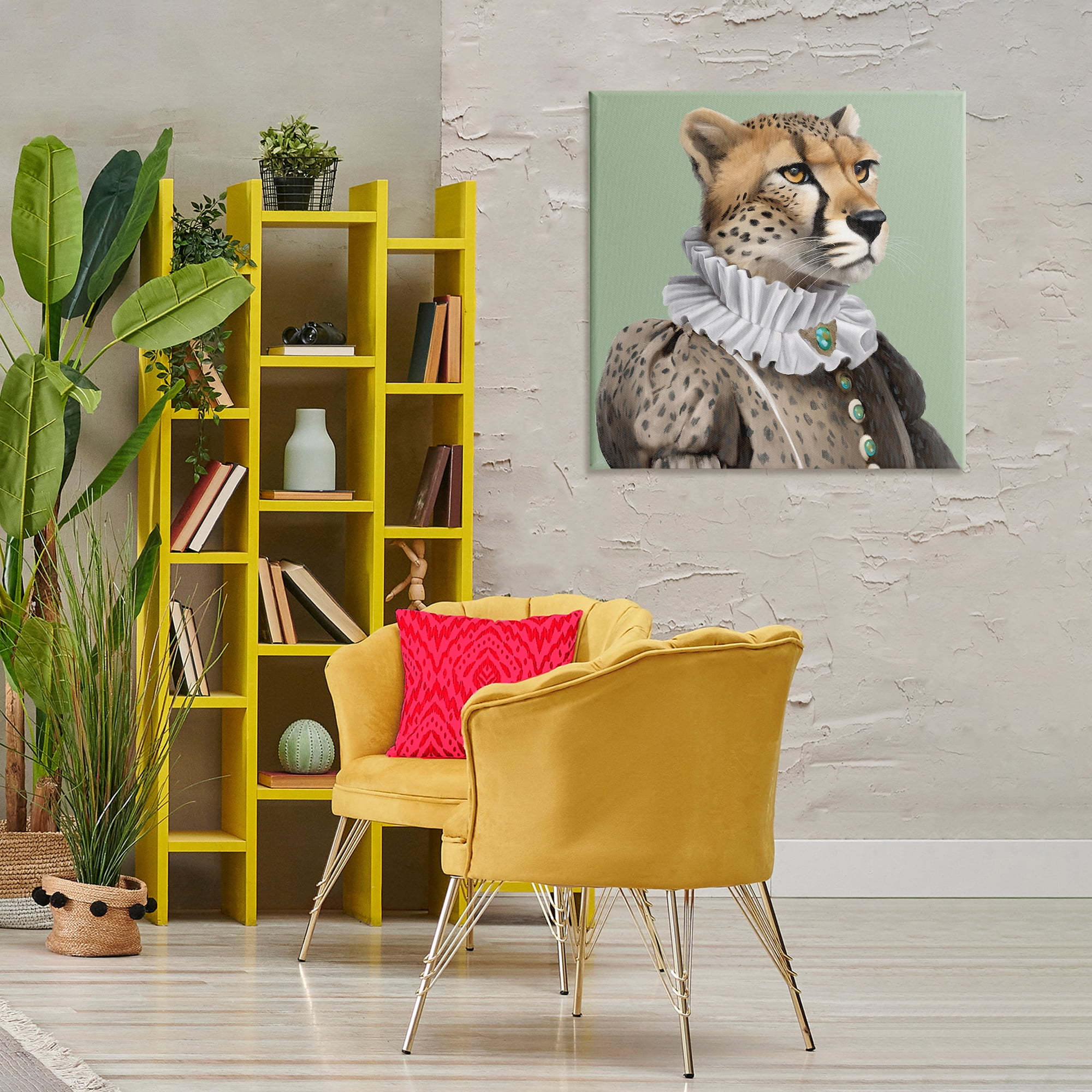 Stupell Industries Madame Cheetah Portrait Novelty & Humor Painting Wrapped Canvas Art Print Wall Art, 30 x 30