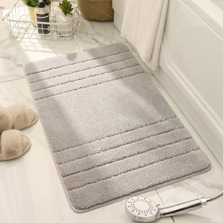 ELAYARD Light Grey Washable Rug for Bathroom Water Absorption Polyester 1Pcs