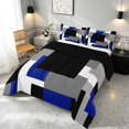 thumbnail image 3 of Manfei Abstract Geometric Block Full Size Comforter Sets, Geometric Theme Bedding Comforter Set, Blue Black Gray White, Black Reversible 3pcs, 1 Comforter and 2 Pillowcases, 3 of 6