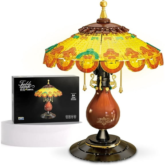 Retro-Style Table Lamp Toy Building Set, Home Décor Accessory for Adults, Gift for Valentines Day for Her & Him - 804 Pieces