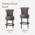 thumbnail image 6 of Maven Lane Pullman 26 Inch Tall Counter Height Upholstered Barstool with Back in Reclaimed Oak Finish with Ronan Stone Vegan Leather Seat, Set of 4, 6 of 10