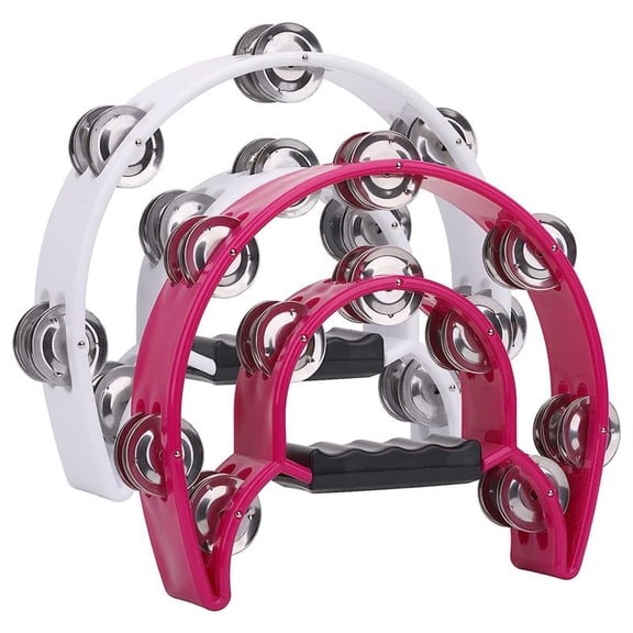 WQNZMADO 2Pack 10Inch Double Row Tambourine for Adult, Half Moon Musical Tambourine 20 Metal Jingles Hand Held Percussion Drum