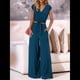 thumbnail image 5 of Conjuntos de Dos Piezas de Verano para Mujer 2025, Top Corto con Cinturón, Mangas y Cuello en V, Pantalones Anchos, Chándal Informal. Verde Oscuro L, 5 of 9