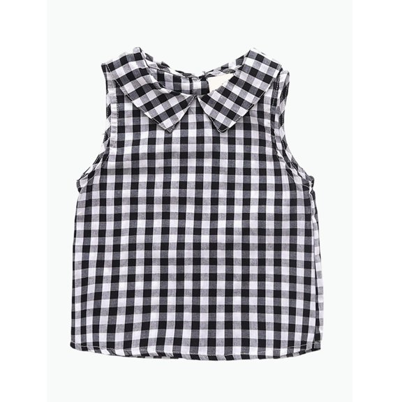 REDARER Toddler Girls Sleeveless Gingham Flutter Collar Tank Top Casual Summer Daily Wear,18-24 Months