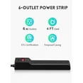 thumbnail image 2 of Protector contra sobretensiones Power Strip PLUGTUL de 6 salidas y 4 pies con 980J, 2 of 7