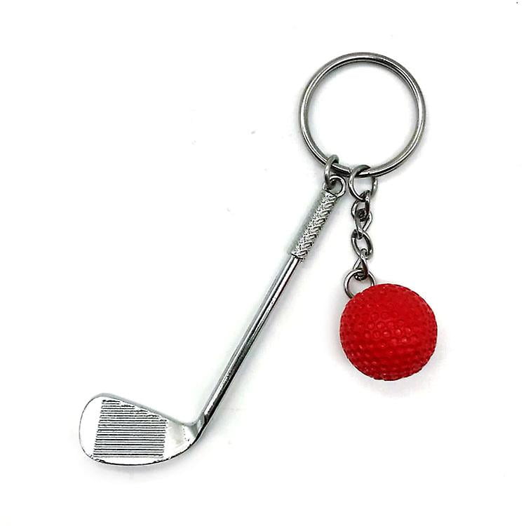 Mini Golf Racket Ball Pendant Keychain Metal Golf Clubs Keyring Creative Keychain Sports Split Key Ring For Sports Clubs Lovers Gift 5pcs red