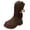 Brown, variant on Babcutegg Girls Tassel Velvet Lined Mid Calf Boots Chunky Heel Side Zipper Retro Style Kids Casual Fashion Boots Brown Size 13 Little Kid