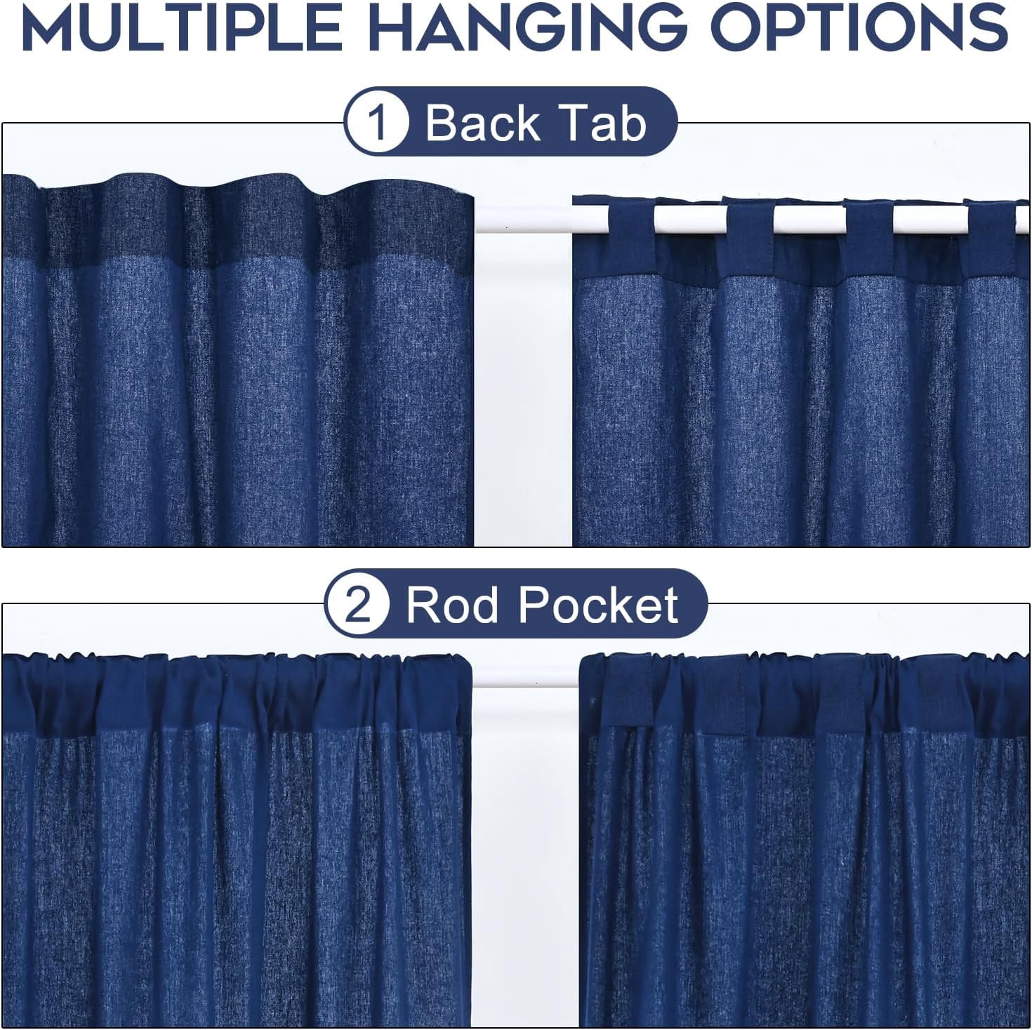Alishomtll Modern Blue Stripes Bohemian Rod Pocket Light Filtering Kitchen Valances, 52" x 18"