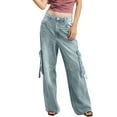thumbnail image 4 of Xdegoge Cargo Jeans for Women High Waisted Wide Leg Baggy Vintage Denim Pants with Oversized Pockets Trendy Streetwear Dressy Casual Trousers Streetwear, 4 of 4