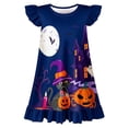 thumbnail image 4 of WhouRiu Girls Halloween Graphic Dresses Sleeveless Flutter Sleeve Crew Neck Dress Kids Comfortable Cute Party Nightgown,7-8 Years, 4 of 4