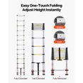 thumbnail image 4 of KFFKFF Échelle Télescopique de 12,5 Pi, Aluminium Légère Polyvalente Pliable pour Rallonge, Échelle de Rétraction à une Touche, Capacité Maximale Robuste de 330 Lb, 4 of 9