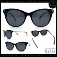 thumbnail image 2 of Womens Oversized Cat Eye Horn Rim Inset Lens Sunglasses Black Gold - Black, 2 of 8