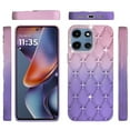 thumbnail image 2 of For Moto G 5G 2025/2026 - G Play 2026 - Floral Joy Glitter Shimmer Leather Feel Thick TPU Case - Light Pink/Light Purple, 2 of 4