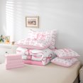 thumbnail image 6 of Manfei Pink Bowtie 7-Piece Twin Bedding,Initial Alphabet R Bedding Comforter Set,Pink Reversible, 6 of 7