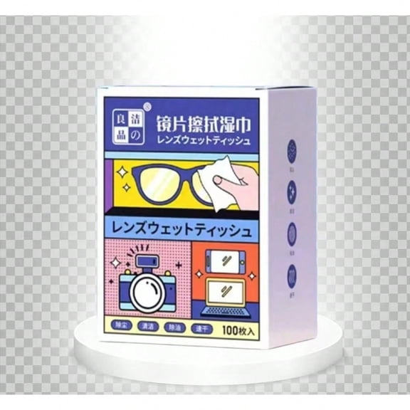 Bestselling 100-pack eyeglass cleaning wipes, disposable lens cleaning cloths, suitable for glass surfaces such as eyeglasses, smartphones, computers, and cameras.