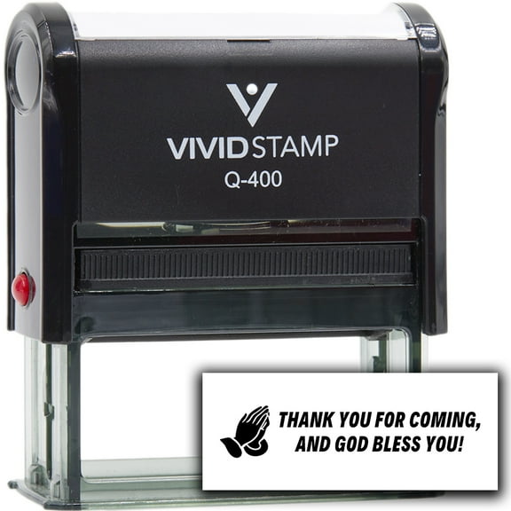 Vivid Stamp Thank you for coming, and God bless you! Self-Inking Rubber Stamps (Black Ink) - Q-400