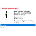 thumbnail image 2 of Rear Left Window Regulator - Compatible with 2006 BMW 330i, 2 of 2