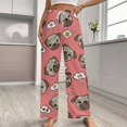 thumbnail image 2 of Pink Pattern with Cute Pugs Women's Pajamas Pajama Pants Women's Sleepwear Lounge Sleep Bottoms Stretch with Pockets, 2 of 7
