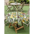 thumbnail image 2 of Round Outdoor Tablecloth With Umbrella Hole And Zipper– Farmhouse Vintage Waterproof Patio Table Cover for Party, Picnic, Backyard, 60" Dia. , Lemon Leaf Flower Stripes Print Yellow Green, 2 of 8