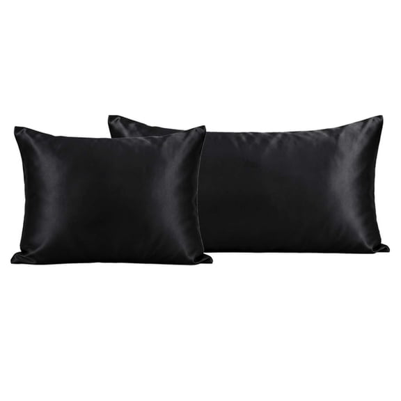 Spencer Black Satin Pillowcases, Queen, (2 Count)