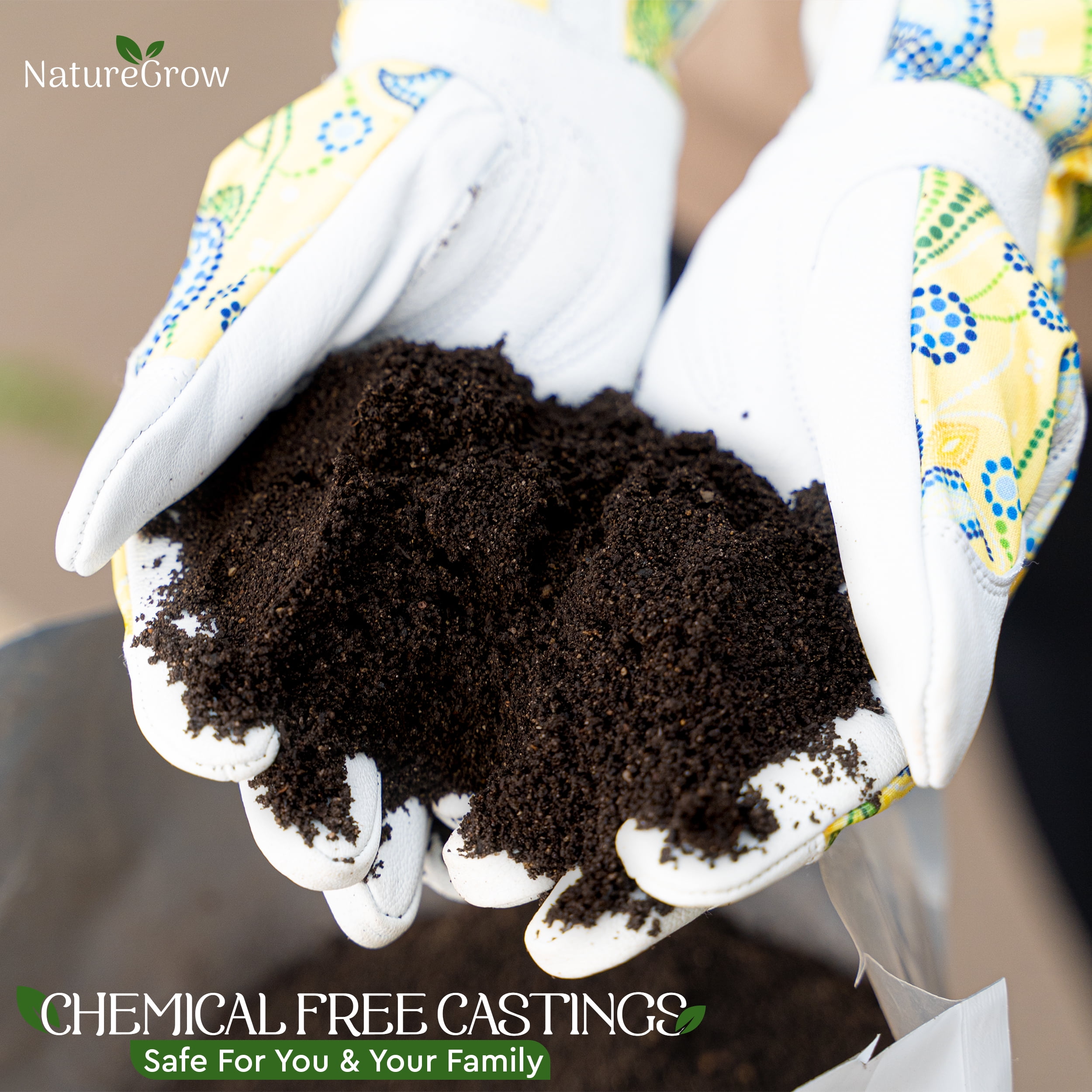 NatureGrow Earth Worm Castings 15LB - Worm Castings Organic Fertilizer Includes Humic Acid, Earthworm Castings - Pure Worm Castings for Gardening, Organic Worm Casting